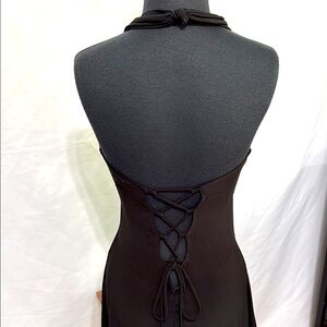 Very Sexy Open Back Laced Up Halter Dress